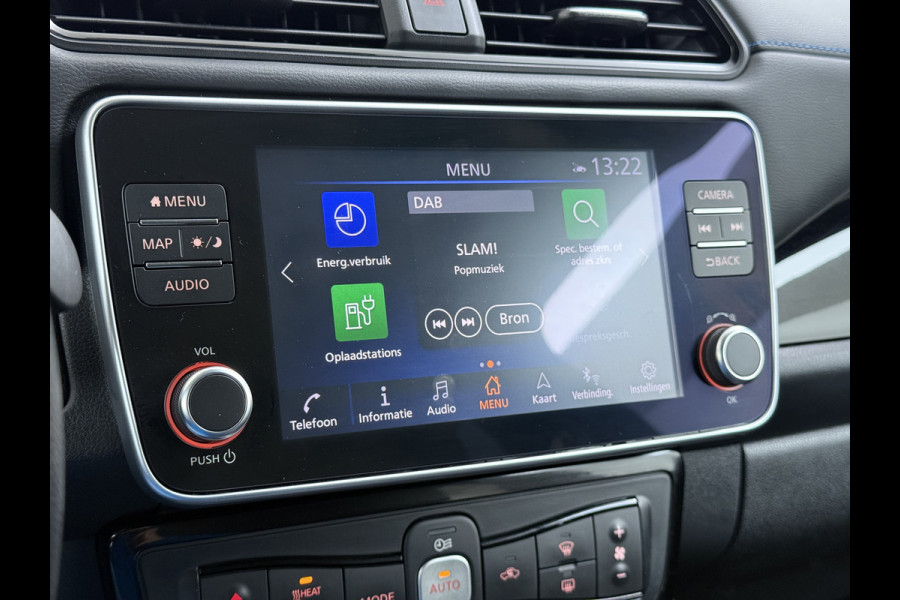 Nissan Leaf N-Connecta 40kWh Navi Ecc 360°Camera Adap.Cruise Pdc Keyless Blindspot Apple Carplay Android Auto Lmv 17" Stoel+Stuurverwarming DAB Bluetooth Lmv Privacyglas 1e Eigenaar Origineel Nederlandse Auto