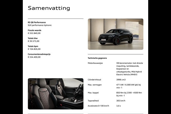 Audi RSQ8 4.0 TFSI Performance 640pk Carbon Nightv. 305 km/h