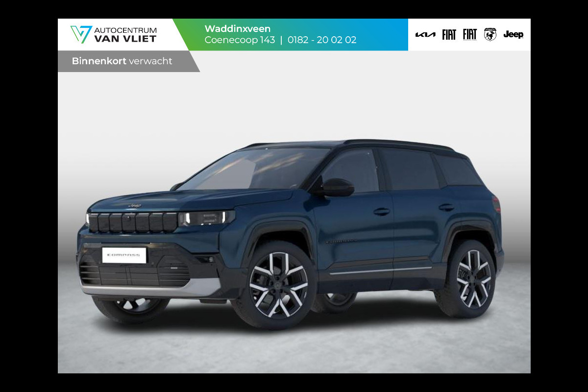 Jeep Compass First Edition 74 kWh | Adapt. Cruise | Camera | Carplay | 20" | Elektr. A-Klep | Navi | Winter Pack | Schuif/Kanteldak | Premium Pack | Conv. Pack | Warmtepomp