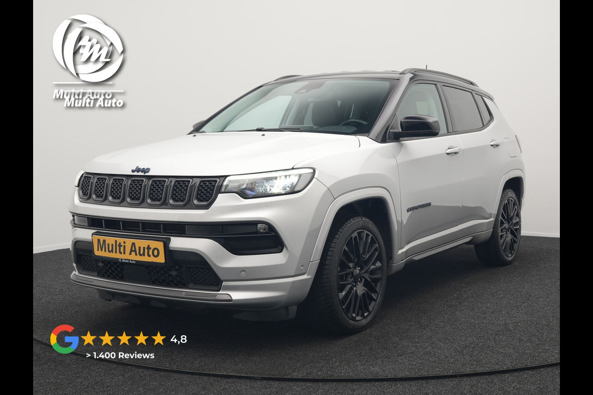 Jeep Compass 4xe 240 Electric S Plug In Hybrid 240pk PHEV | Adaptive Cruise | Camera | Lederen Sportstoelen Verwarmd | Apple Carplay | Stuur Verwarmd | Virtual | Keyless | Navigatie | DAB |