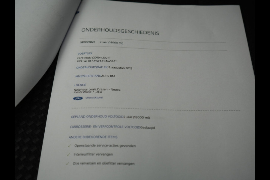 Ford Kuga 1.5 EcoBoost ST-Line 150pk Dealer O.H. | 1800kg Trekgewicht | Trekhaak Af Fabriek | Panodak | Adaptive Cruise | 360 Camera | Sportstoelen & Stuur Verwarmd | Apple Carplay | Keyless | Virtual | Blis | Navigatie | DAB |