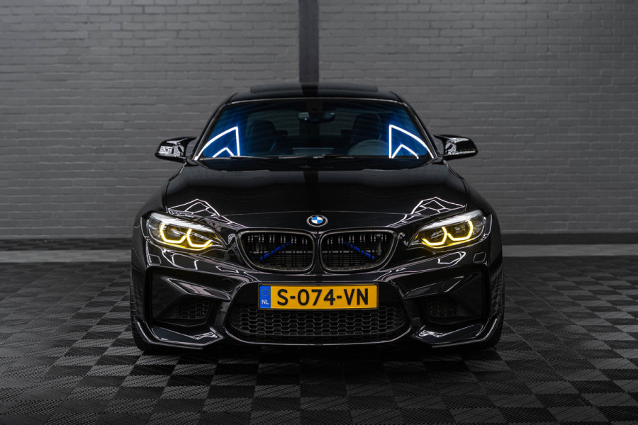 BMW 2 Serie Coupé M2 DCT | NOVA PERFORMANCE 19 INCH CUSTOM WHEELS | CS STOELEN | CS STUUR | CARBON INTERIEUR EN EXTERIEUR| voorzien van Target Blu Eye 2 en Laser Track Flare