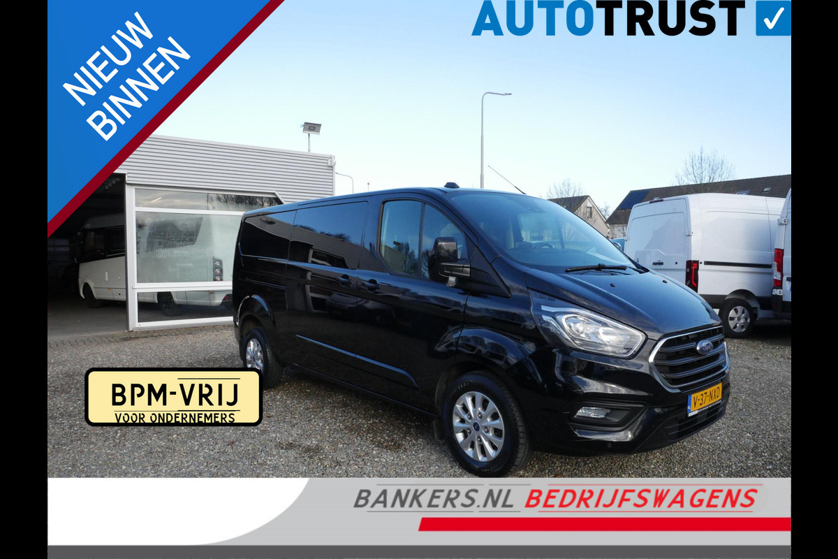 Ford Transit Custom 2.0 TDCI 130PK, L2, Limited, Dubbel Cabine, 2 x Schuifdeur, Airco, Automaat
