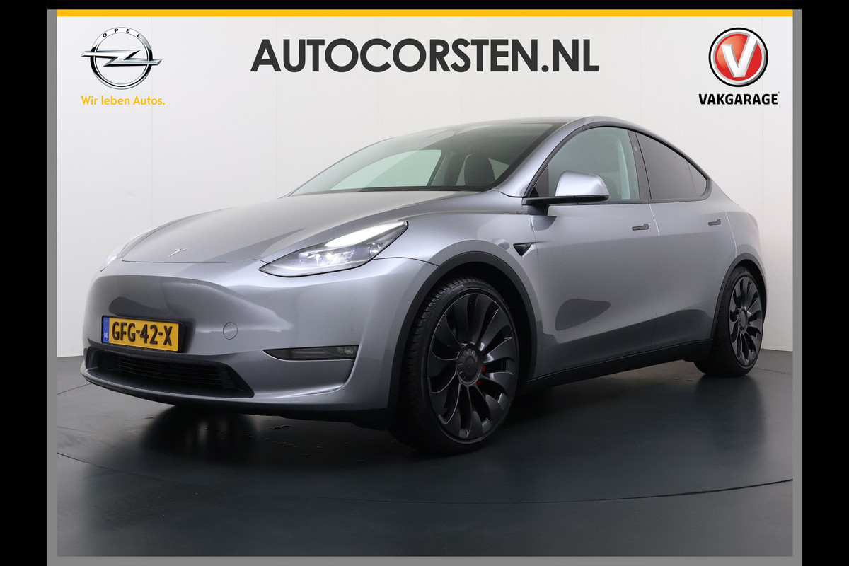 Tesla Model Y Performance AWD 535PK Leder Warmtepomp Autopilot FSD-4 Computer Panodak Navi Ecc Lmv 21" Elek.Stoelen+Memory Stoel+Stuurverwarmi Privacy Glas Matrix-Led Lithium-ion AMD Ryzen™ 4WD 1e Eigenaar Origineel Nederlandse Auto Fabrieksgarantie nog van toepassing