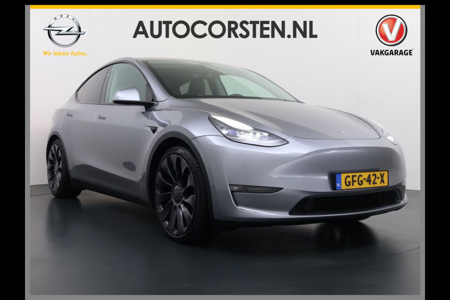 Tesla Model Y Performance AWD 535PK Leder Warmtepomp Autopilot FSD-4 Computer Panodak Navi Ecc Lmv 21" Elek.Stoelen+Memory Stoel+Stuurverwarmi Privacy Glas Matrix-Led Lithium-ion AMD Ryzen™ 4WD 1e Eigenaar Origineel Nederlandse Auto Fabrieksgarantie nog van toepassing