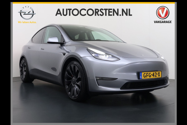 Tesla Model Y Performance AWD 535PK Leder Warmtepomp Autopilot FSD-4 Computer Panodak Navi Ecc Lmv 21" Elek.Stoelen+Memory Stoel+Stuurverwarmi Privacy Glas Matrix-Led Lithium-ion AMD Ryzen™ 4WD 1e Eigenaar Origineel Nederlandse Auto Fabrieksgarantie nog van toepassing