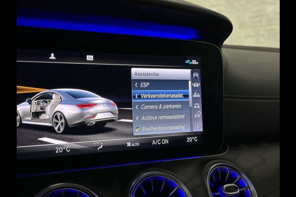 Mercedes-Benz CLS-Klasse 450 4MATIC Edition 1 AMG-Line | 360 Camera | Leder-Exclusief | ACC | Burmester | Schuifdak | Multibeam-LED | Sfeerverlichting | Memory | Stoelverwarming V+A | IWC-Klokje | ISO-Glas | 20'' | Dodehoek | Lane Assist | Carplay |