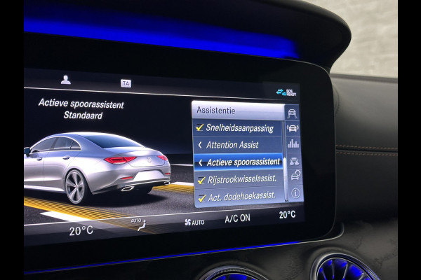 Mercedes-Benz CLS-Klasse 450 4MATIC Edition 1 AMG-Line | 360 Camera | Leder-Exclusief | ACC | Burmester | Schuifdak | Multibeam-LED | Sfeerverlichting | Memory | Stoelverwarming V+A | IWC-Klokje | ISO-Glas | 20'' | Dodehoek | Lane Assist | Carplay |