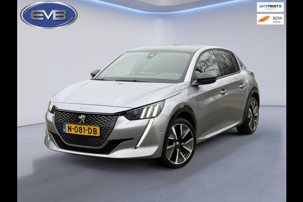Peugeot e-208 EV GT Première 50 kWh, Panoramadak, achteruitrijcamera, stoelverwarming, 1/2 lederen sportinterieur, 17 inch