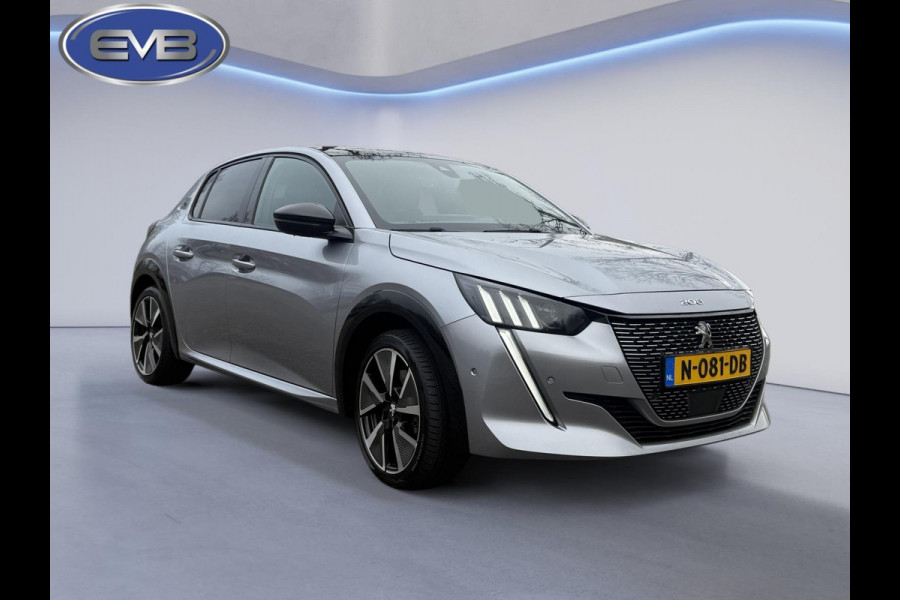 Peugeot e-208 EV GT Première 50 kWh, Panoramadak, achteruitrijcamera, stoelverwarming, 1/2 lederen sportinterieur, 17 inch