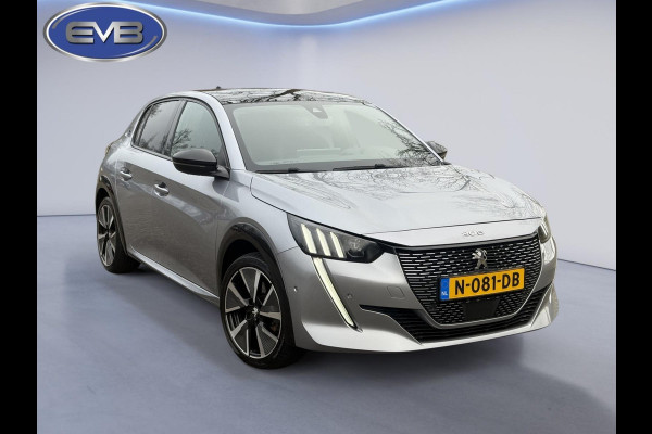 Peugeot e-208 EV GT Première 50 kWh, Panoramadak, achteruitrijcamera, stoelverwarming, 1/2 lederen sportinterieur, 17 inch