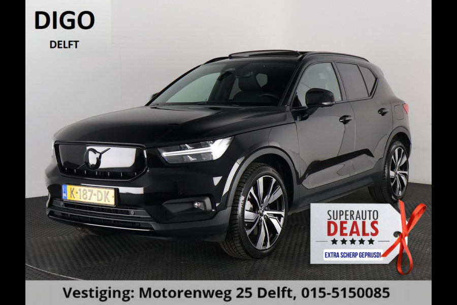 Volvo XC40 P8 AWD R-DESIGN ACCU SOH 93% GARANTIE 11-2030* BEREIK 462 KM WLTP. NL AUTO. BIJNA 2021.PARKEERSENSOREN V+A . 360 CAMERA V+A . APPLE CARPLAY & ADNROID AUTO . STOEL -EN STUURVERWARMING