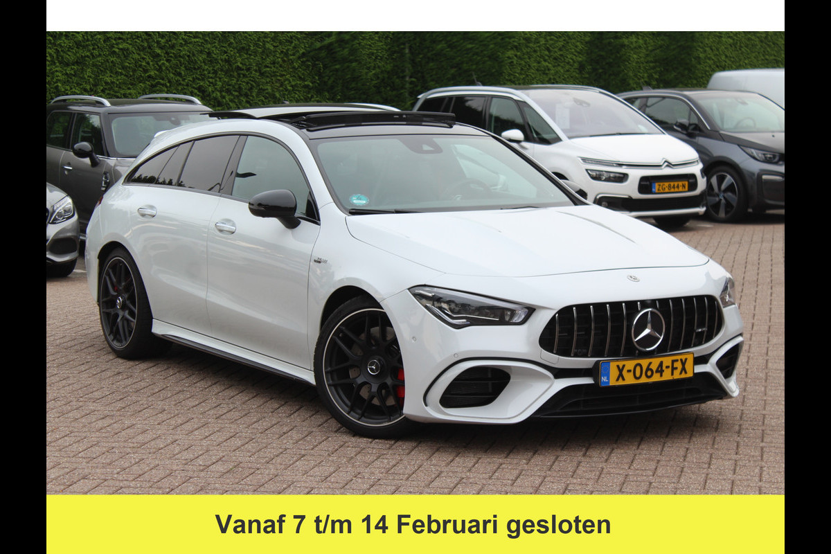 Mercedes-Benz CLA-Klasse Shooting Brake AMG 45 S 4MATIC+ Premium Plus 52.438 km! / Panoramadak / 360Camera / Sportuitlaat / Schaalstoelen / Burmester / DAB / Dodehoek / Matrix LED / Memory seats / Navigatie