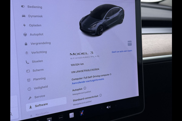 Tesla Model 3 RWD SR plus 325PK SOH 93% LFP Accu Lmv 18" AutoPilot Leder Panoramadak Adaptive-Cruise Camera's Elektr.-Stuur+Stoelen+Spiegels+G Navi LED DAB Voorverwarmen interieur via App Keyless One-Pedal-Drive Origineel Nederlandse auto Fabrieksgarantie op Accu en Motor tot 5-12-2028/160.000km