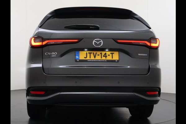 Mazda CX-80 2.5 e-SkyActiv PHEV Homura Plus 6p. 7 PERSOONS| ELEK. ACHTERKLEP | PANO| HEAD-UP | DODE HOEK| ADAPTIVE. CRUISE | ACHTERBANK VERWARMD |BOSE | SUPER COMPLEET!