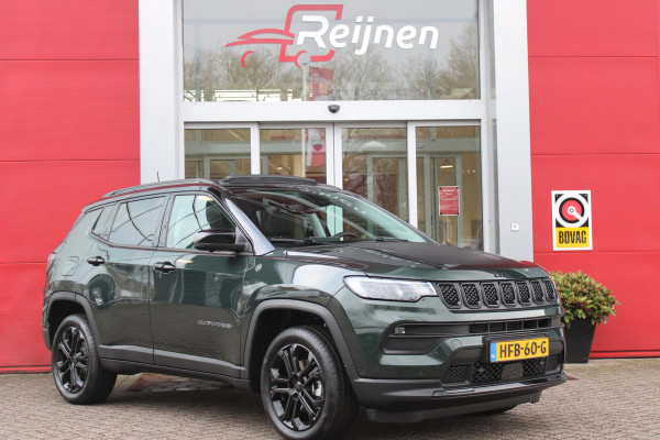 Jeep Compass 1.5T 145PK e-Hybrid NORTH STAR | SCHUIF/KANTEL DAK | UNIEKE KLEUR! "TECHNO GREEN" | WINTERPACK: STOEL/STUUR/PARKEERNSENSOREN/RUITENSPROEIER VERWARMBAAR | SAFETY PACK: 360° CAMERA/DODEHOEK BEWAKING/BUITENSPIEGELS MET INSTAPVERLICHTING | 10,1" TOUCHSCREEN MET NAVIGATIE/ADAPTIVE CRUISE CONTROL INCL LANE CENTERING ASSIST/VERKEERSBORDEN INFORMATIE/DRAADLOZE TELEFOONLADER/HANDSFREE ELEKTRISCH BEDIENBARE ACHTERKLEP | PREMIUM AUDIO SYSTEEM MET 9 SPEAKERS & SUBWOOVER "ALPINE" | KEYLESS ENTRY | DRAADLOZE APPLE CARPLAY/ANDROID AUTO | 18" LICHTMETALEN VELGEN | TWO TONE ZWART DAK |