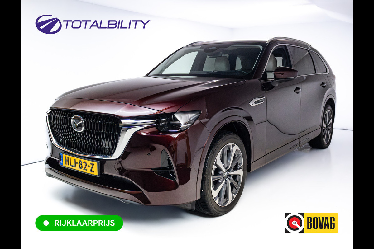 Mazda CX-80 2.5 e-SkyActiv PHEV Takumi Plus | VOL! | 6-Persoons | Panoramadak | Leer | HUD | BOSE | 360 Camera | Stoelverwarming/ koeling v+a, Adaptive cruise, Elec. achterklep