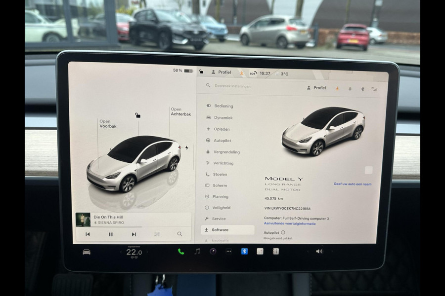 Tesla Model Y Long Range AWD 75 kWh SOH 96% | AUTOPILOT|  TESLA GARANTIE OP DE HOOGVOLTACCU EN AANDRIJFLIJN TOT 2030 of 192.000KM | STOEL + STUURVERWARMING| ACHTERBANK VERWARMD