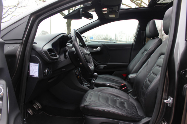 Ford Puma 1.0 EcoBoost Hybrid ST-Line X Vignale 155pk / NL Auto! / Full option! / Trekhaak / Panoramadak / Camera / Leder / CarPlay / B&O / 18'' / Keyless / Stuur+Stoelverwarming / Dodehoek / DAB / Verwarmde voorruit / ACC