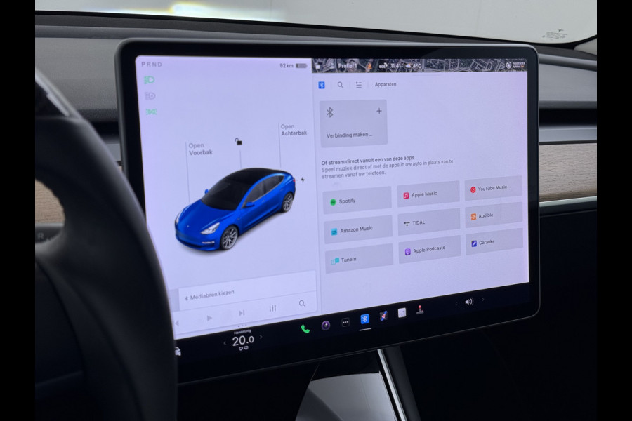 Tesla Model 3 RWD SR plus 325PK SOH 90% LFP Accu Lmv 18" AutoPilot Leder Panoramadak Adaptive-Cruise Camera's Elektr.-Stuur+Stoelen+Spiegels+G Navi LED DAB Voorverwarmen interieur via App Keyless One-Pedal-Drive Fabrieksgarantie op Accu en Motor tot 29-12-2028/160.000km