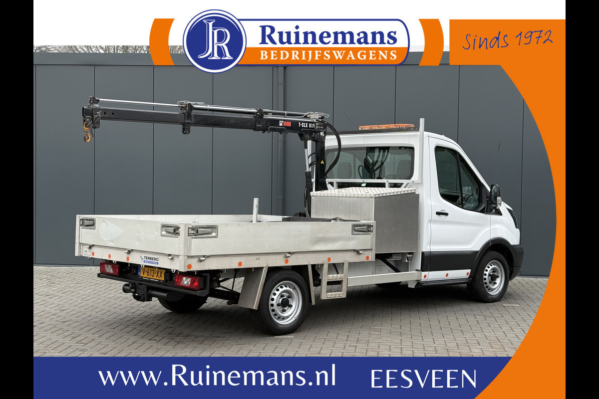 Ford Transit 2.0 TDCI EURO 6 / PICK UP / HIAB KRAAN T-CLX 013 / 2.7 TONS TREKHAAK / 34.988 KM! / 1e EIG. / 3-ZITS / AIRCO / ZEER NETJES