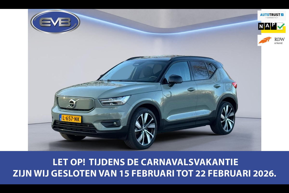 Volvo XC40 Recharge P8 AWD 408 pk R-Design, sage green, panoramadak, VOL OPTIES, camera, 20 inch, 1 e eigenaar, NL auto met nap