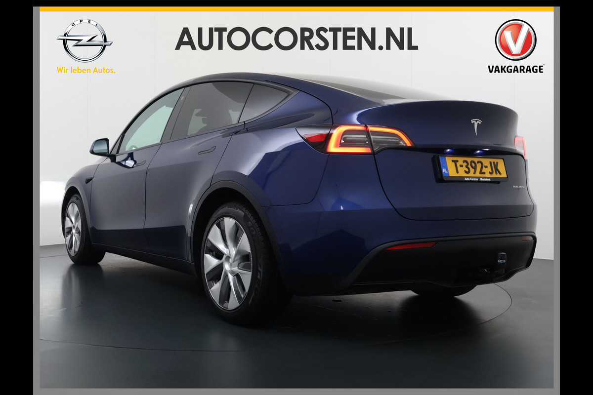 Tesla Model Y Long Range AWD 514pk SOH 92% Trekhaak Warmtepomp Leder Panoramadak Matrix-LED Autopilot Elektr.Stuur+Stoel+Verwarmd Navi Ecc Pre Camera's Elektr.AchterKlep Parkeer Assistent Sentry-Mode Privacyglas Bluetooth Dodehoek detector Connected services 1e Eigenaar 1.600KG Trekgewicht Fabrieksgarantie tot 27-6-2027 Garantie op Accu en Motoren 27-6-2031/192.000km