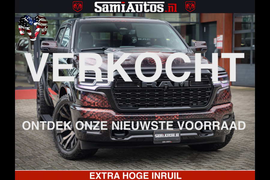 Dodge Ram COBRA EDITION | 1500 Limited Night High Output 540HP 706Nm | Massage + Full Option | De Meest Luxe en Volle Pick-Up in zijn Klas Comfortabele Dubbele Cabine met Royale 5 Zitplaatsen | BPM vrij | Nu Leverbaar uit Voorraad | Voorraad Nr 2292 - 5178 | Cobra package is meerprijs |