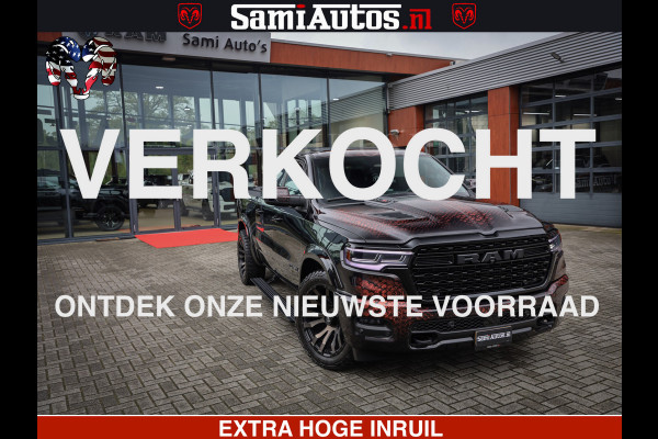 Dodge Ram COBRA EDITION | 1500 Limited Night High Output 540HP 706Nm | Massage + Full Option | De Meest Luxe en Volle Pick-Up in zijn Klas Comfortabele Dubbele Cabine met Royale 5 Zitplaatsen | BPM vrij | Nu Leverbaar uit Voorraad | Voorraad Nr 2292 - 5178 | Cobra package is meerprijs |