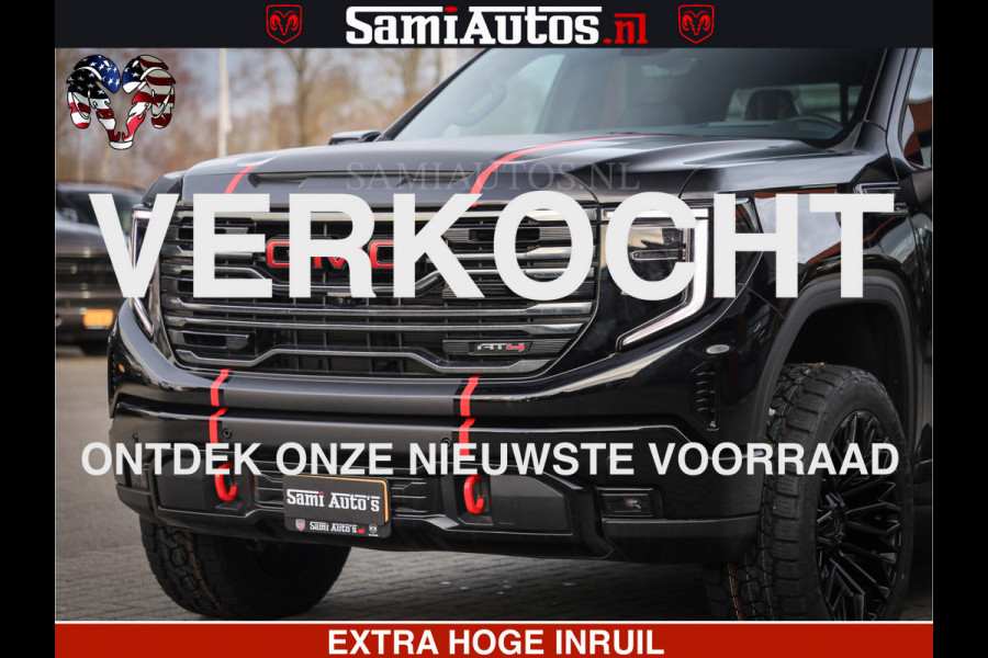 GMC Sierra AT4 6.2 V8 4X4 | VIRTUAL COCKPIT | LPG | HUD | BOM VOL | DC | RAM DEALER NEDERLAND | Dubbele Cabine met Royale 5 Zitplaatsen | BPM vrij | Nu Leverbaar uit Voorraad | Voorraad Nr 248378 |