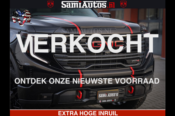 GMC Sierra AT4 6.2 V8 4X4 | VIRTUAL COCKPIT | LPG | HUD | BOM VOL | DC | RAM DEALER NEDERLAND | Dubbele Cabine met Royale 5 Zitplaatsen | BPM vrij | Nu Leverbaar uit Voorraad | Voorraad Nr 248378 |