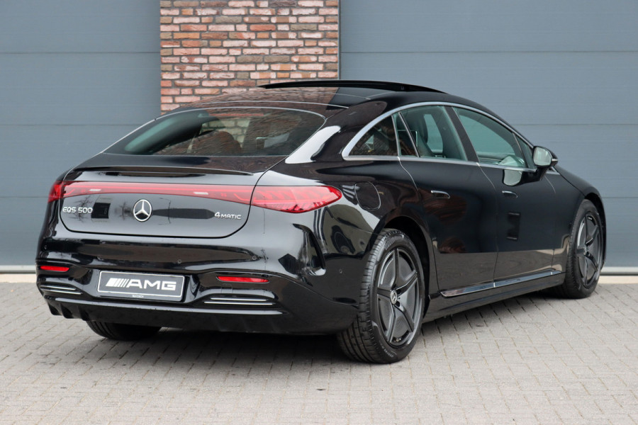 Mercedes-Benz EQS 500 4MATIC AMG Line 108 kWh | Luchtvering | Achterasbesturing | Distronic+ | Memory | Nekverwarming | Massage | Entertainment Achter+ | Verwarmd Stuurwiel | HUD | Burmester | Panoramadak | Digital Light |