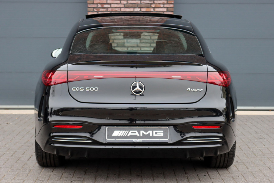 Mercedes-Benz EQS 500 4MATIC AMG Line 108 kWh | Luchtvering | Achterasbesturing | Distronic+ | Memory | Nekverwarming | Massage | Entertainment Achter+ | Verwarmd Stuurwiel | HUD | Burmester | Panoramadak | Digital Light |