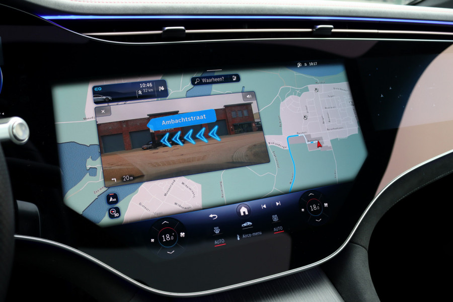 Mercedes-Benz EQS 500 4MATIC AMG Line 108 kWh | Luchtvering | Achterasbesturing | Distronic+ | Memory | Nekverwarming | Massage | Entertainment Achter+ | Verwarmd Stuurwiel | HUD | Burmester | Panoramadak | Digital Light |