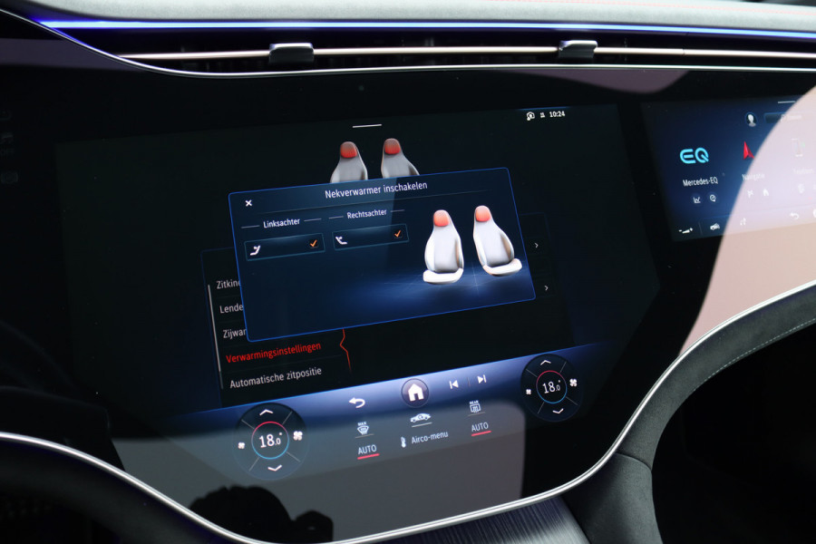 Mercedes-Benz EQS 500 4MATIC AMG Line 108 kWh | Luchtvering | Achterasbesturing | Distronic+ | Memory | Nekverwarming | Massage | Entertainment Achter+ | Verwarmd Stuurwiel | HUD | Burmester | Panoramadak | Digital Light |