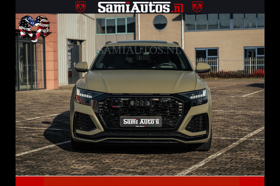 Audi RS Q8 RSQ8 600PK 4.0 TFSI | MATT OLIVE GREEN | QUATTRO | MEGA VOLLE RSQ8 | BANG & OLUFSEN | HUD | 4 WIELBESTURING | 23 INCH AUDI SPORT WHEELS | RS BEKLEDING ZWART | PANO | SOFTCLOSE | De Lamborghini Urus en Audi RS Q8 zijn beide supersnelle SUV's met dezelfde basis (4.0L V8 twin-turbo motor van de VW Group)