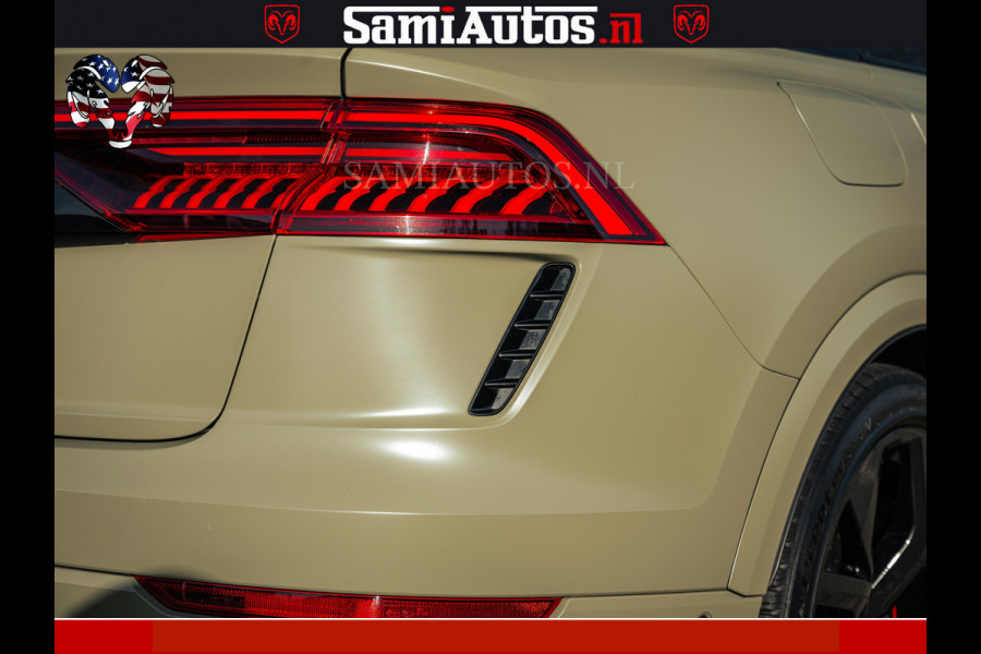 Audi RS Q8 RSQ8 600PK 4.0 TFSI | MATT OLIVE GREEN | QUATTRO | MEGA VOLLE RSQ8 | BANG & OLUFSEN | HUD | 4 WIELBESTURING | 23 INCH AUDI SPORT WHEELS | RS BEKLEDING ZWART | PANO | SOFTCLOSE | De Lamborghini Urus en Audi RS Q8 zijn beide supersnelle SUV's met dezelfde basis (4.0L V8 twin-turbo motor van de VW Group)
