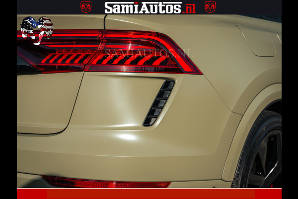 Audi RS Q8 RSQ8 600PK 4.0 TFSI | MATT OLIVE GREEN | QUATTRO | MEGA VOLLE RSQ8 | BANG & OLUFSEN | HUD | 4 WIELBESTURING | 23 INCH AUDI SPORT WHEELS | RS BEKLEDING ZWART | PANO | SOFTCLOSE | De Lamborghini Urus en Audi RS Q8 zijn beide supersnelle SUV's met dezelfde basis (4.0L V8 twin-turbo motor van de VW Group)