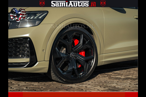 Audi RS Q8 RSQ8 600PK 4.0 TFSI | MATT OLIVE GREEN | QUATTRO | MEGA VOLLE RSQ8 | BANG & OLUFSEN | HUD | 4 WIELBESTURING | 23 INCH AUDI SPORT WHEELS | RS BEKLEDING ZWART | PANO | SOFTCLOSE | De Lamborghini Urus en Audi RS Q8 zijn beide supersnelle SUV's met dezelfde basis (4.0L V8 twin-turbo motor van de VW Group)