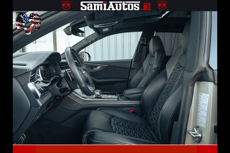 Audi RS Q8 RSQ8 600PK 4.0 TFSI | MATT OLIVE GREEN | QUATTRO | MEGA VOLLE RSQ8 | BANG & OLUFSEN | HUD | 4 WIELBESTURING | 23 INCH AUDI SPORT WHEELS | RS BEKLEDING ZWART | PANO | SOFTCLOSE | De Lamborghini Urus en Audi RS Q8 zijn beide supersnelle SUV's met dezelfde basis (4.0L V8 twin-turbo motor van de VW Group)
