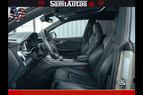Audi RS Q8 RSQ8 600PK 4.0 TFSI | MATT OLIVE GREEN | QUATTRO | MEGA VOLLE RSQ8 | BANG & OLUFSEN | HUD | 4 WIELBESTURING | 23 INCH AUDI SPORT WHEELS | RS BEKLEDING ZWART | PANO | SOFTCLOSE | De Lamborghini Urus en Audi RS Q8 zijn beide supersnelle SUV's met dezelfde basis (4.0L V8 twin-turbo motor van de VW Group)