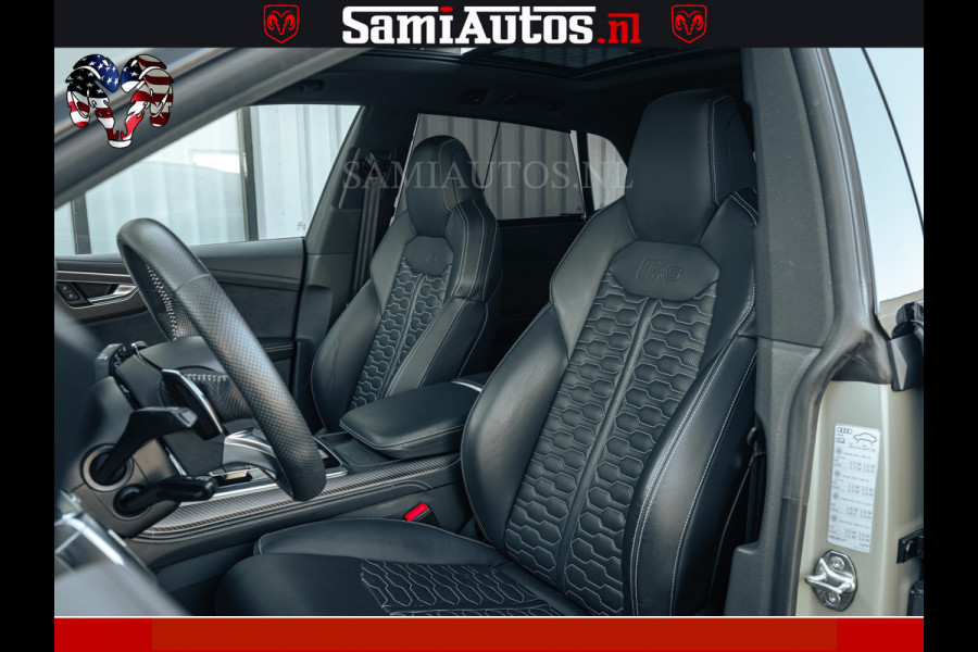 Audi RS Q8 RSQ8 600PK 4.0 TFSI | MATT OLIVE GREEN | QUATTRO | MEGA VOLLE RSQ8 | BANG & OLUFSEN | HUD | 4 WIELBESTURING | 23 INCH AUDI SPORT WHEELS | RS BEKLEDING ZWART | PANO | SOFTCLOSE | De Lamborghini Urus en Audi RS Q8 zijn beide supersnelle SUV's met dezelfde basis (4.0L V8 twin-turbo motor van de VW Group)