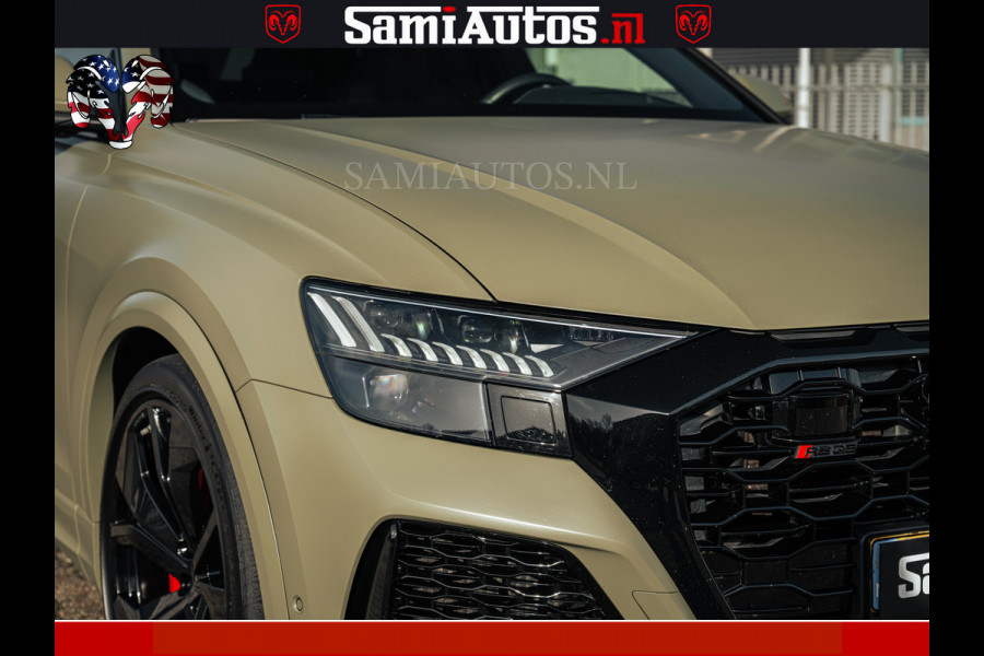 Audi RS Q8 RSQ8 600PK 4.0 TFSI | MATT OLIVE GREEN | QUATTRO | MEGA VOLLE RSQ8 | BANG & OLUFSEN | HUD | 4 WIELBESTURING | 23 INCH AUDI SPORT WHEELS | RS BEKLEDING ZWART | PANO | SOFTCLOSE | De Lamborghini Urus en Audi RS Q8 zijn beide supersnelle SUV's met dezelfde basis (4.0L V8 twin-turbo motor van de VW Group)