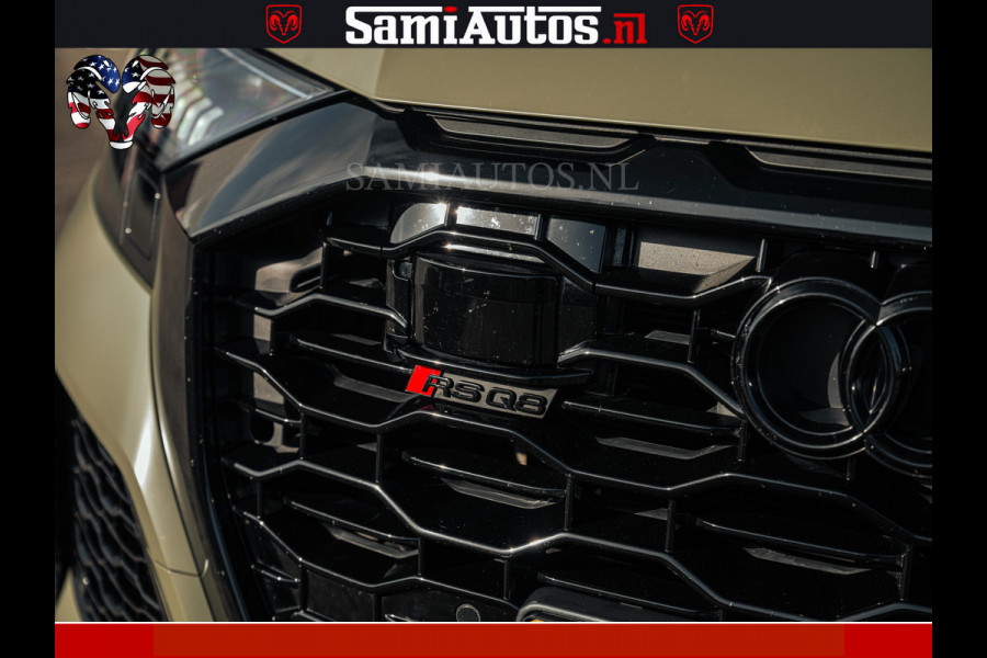 Audi RS Q8 RSQ8 600PK 4.0 TFSI | MATT OLIVE GREEN | QUATTRO | MEGA VOLLE RSQ8 | BANG & OLUFSEN | HUD | 4 WIELBESTURING | 23 INCH AUDI SPORT WHEELS | RS BEKLEDING ZWART | PANO | SOFTCLOSE | De Lamborghini Urus en Audi RS Q8 zijn beide supersnelle SUV's met dezelfde basis (4.0L V8 twin-turbo motor van de VW Group)