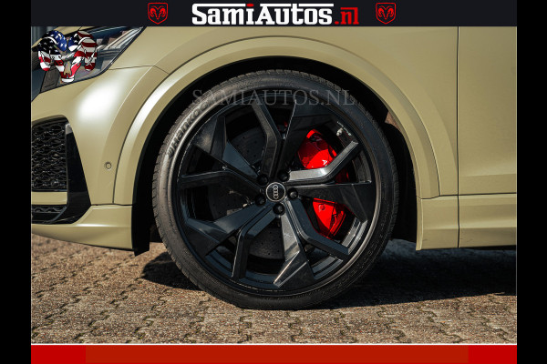 Audi RS Q8 RSQ8 600PK 4.0 TFSI | MATT OLIVE GREEN | QUATTRO | MEGA VOLLE RSQ8 | BANG & OLUFSEN | HUD | 4 WIELBESTURING | 23 INCH AUDI SPORT WHEELS | RS BEKLEDING ZWART | PANO | SOFTCLOSE | De Lamborghini Urus en Audi RS Q8 zijn beide supersnelle SUV's met dezelfde basis (4.0L V8 twin-turbo motor van de VW Group)