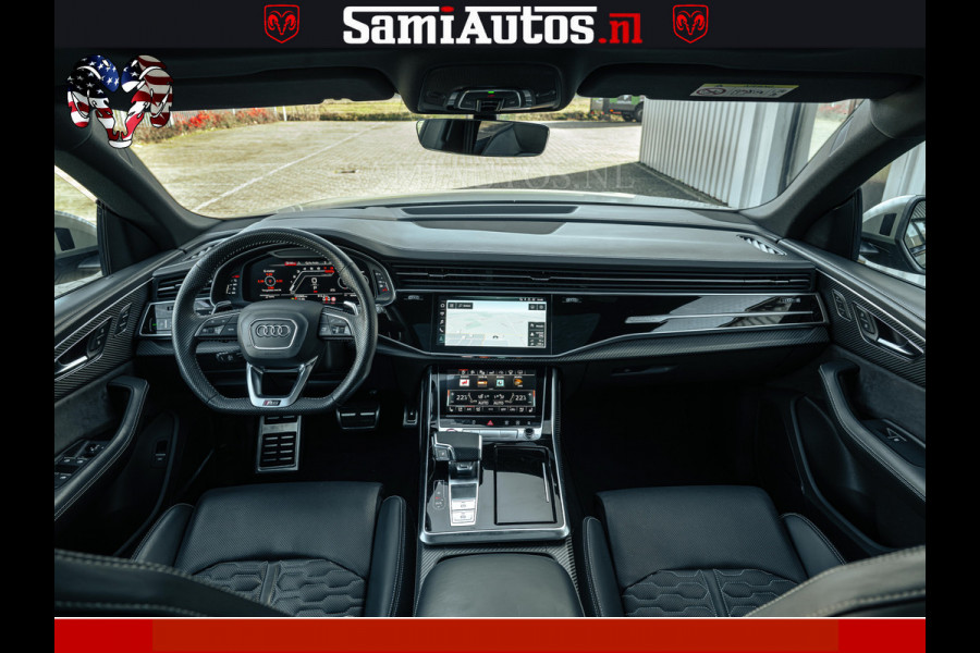 Audi RS Q8 RSQ8 600PK 4.0 TFSI | MATT OLIVE GREEN | QUATTRO | MEGA VOLLE RSQ8 | BANG & OLUFSEN | HUD | 4 WIELBESTURING | 23 INCH AUDI SPORT WHEELS | RS BEKLEDING ZWART | PANO | SOFTCLOSE | De Lamborghini Urus en Audi RS Q8 zijn beide supersnelle SUV's met dezelfde basis (4.0L V8 twin-turbo motor van de VW Group)