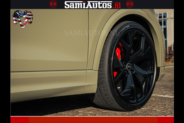 Audi RS Q8 RSQ8 600PK 4.0 TFSI | MATT OLIVE GREEN | QUATTRO | MEGA VOLLE RSQ8 | BANG & OLUFSEN | HUD | 4 WIELBESTURING | 23 INCH AUDI SPORT WHEELS | RS BEKLEDING ZWART | PANO | SOFTCLOSE | De Lamborghini Urus en Audi RS Q8 zijn beide supersnelle SUV's met dezelfde basis (4.0L V8 twin-turbo motor van de VW Group)