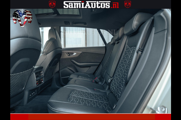 Audi RS Q8 RSQ8 600PK 4.0 TFSI | MATT OLIVE GREEN | QUATTRO | MEGA VOLLE RSQ8 | BANG & OLUFSEN | HUD | 4 WIELBESTURING | 23 INCH AUDI SPORT WHEELS | RS BEKLEDING ZWART | PANO | SOFTCLOSE | De Lamborghini Urus en Audi RS Q8 zijn beide supersnelle SUV's met dezelfde basis (4.0L V8 twin-turbo motor van de VW Group)