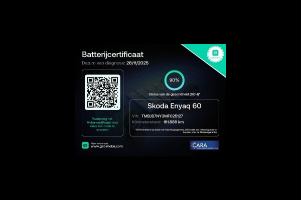 Škoda ENYAQ iV 60 180pk 62kWh -SOH90%-TREKHAAK-NAVI-ECC-PDC-
