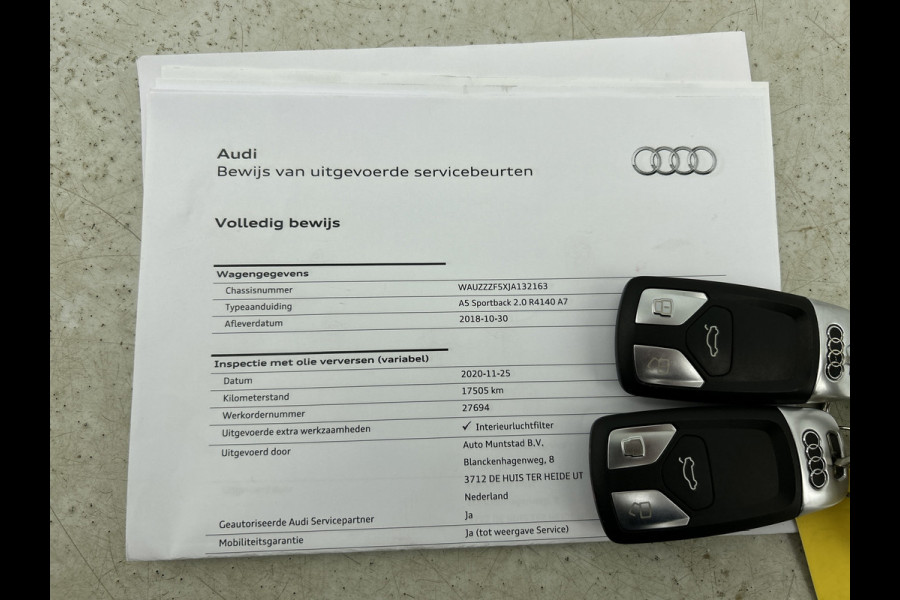 Audi A5 Sportback 2.0 TFSI S-line Sport(Dealer OnderH, Navi, StoelV, Parkeersensoren, Climate Con, Cruise Con, Etc)